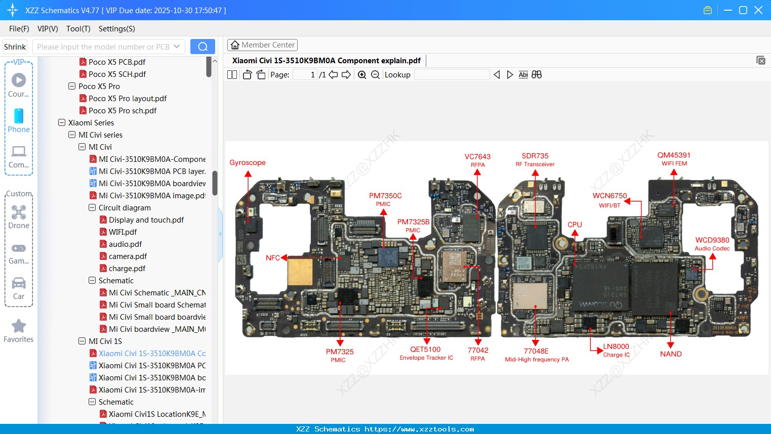 Xiaomi Civi 1S-3510K9BM0A Component Explain